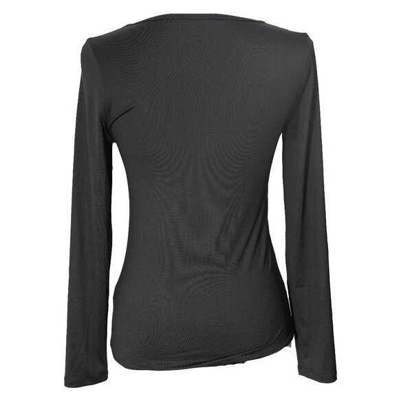 Tahari Square Neck Tee Modern Essentials Long Sleeve Whimsy Goth Princess Seam - Picture 2 of 12